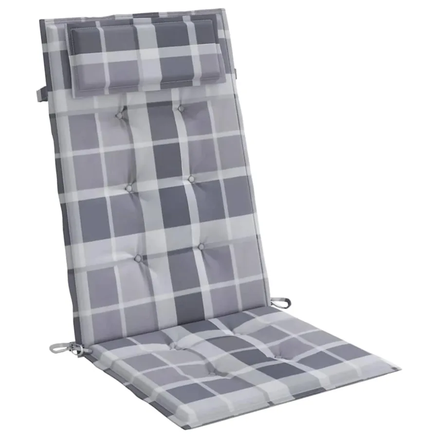 Coussins de chaise à dossier haut lot de 6 carreaux gris - 5