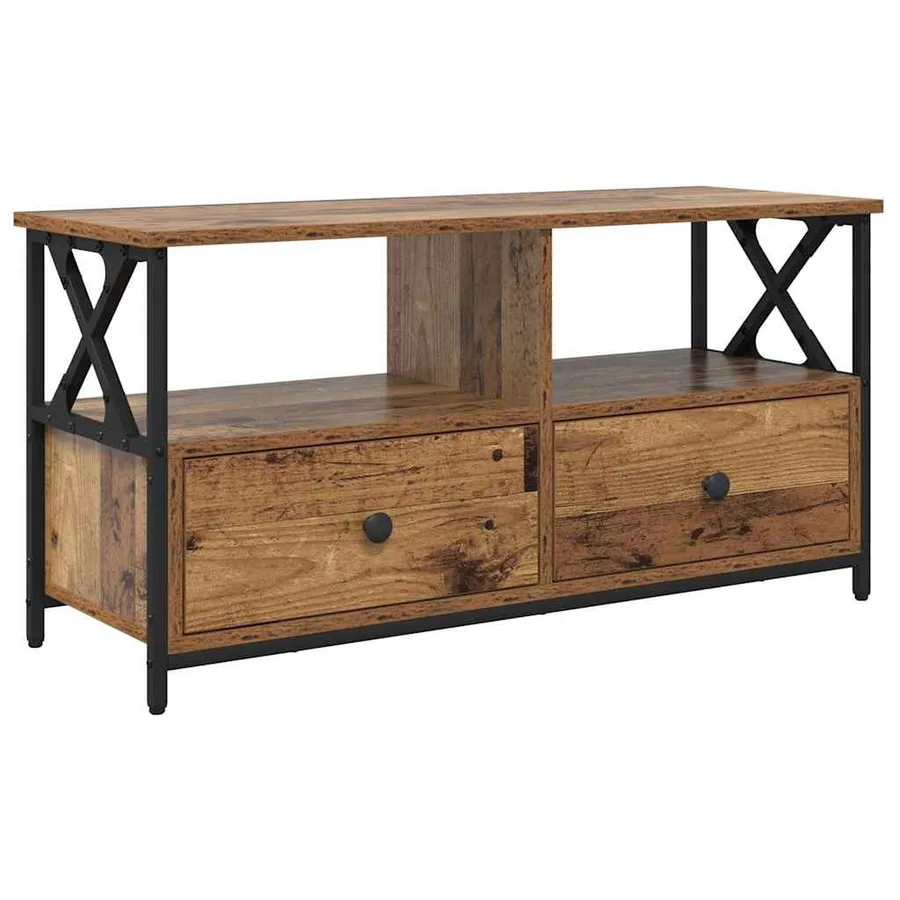 Meuble TV avec tiroir Bois Ancien 90 x 33 x 45 cm - 2