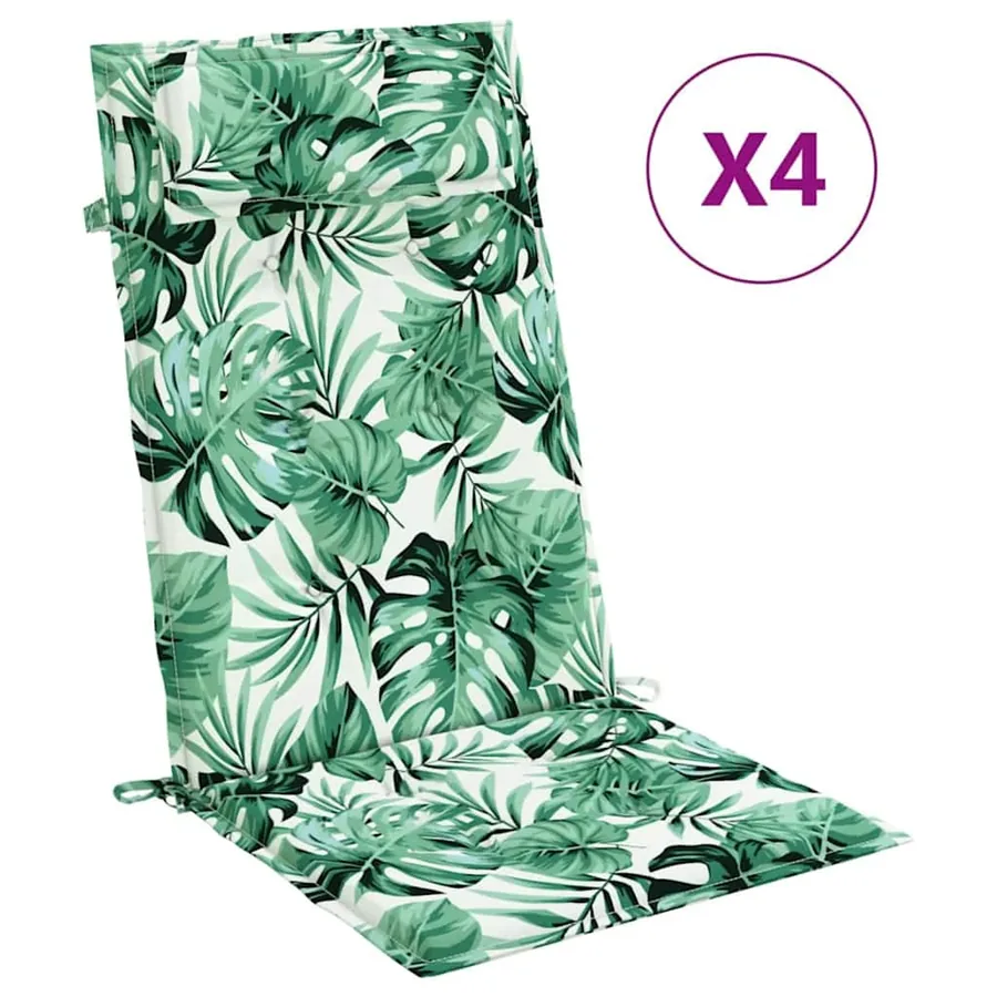 Coussins de chaise à dossier haut lot de 4 modèle de feuille - 2