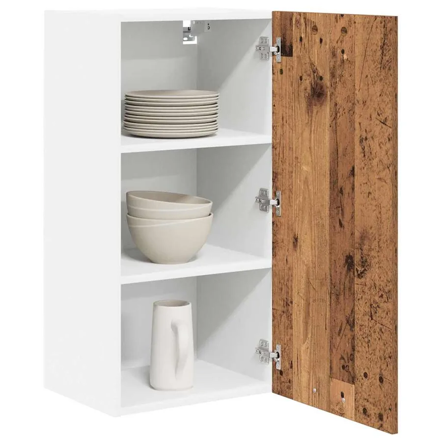 Armoire suspendue Bois ancien et Blanc 40 x 31 x 80 cm - 3