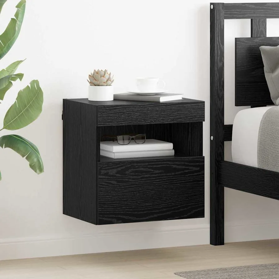 Meubles TV muraux avec LED 2 pcs Chêne noir 40 x 30 x 40 cm