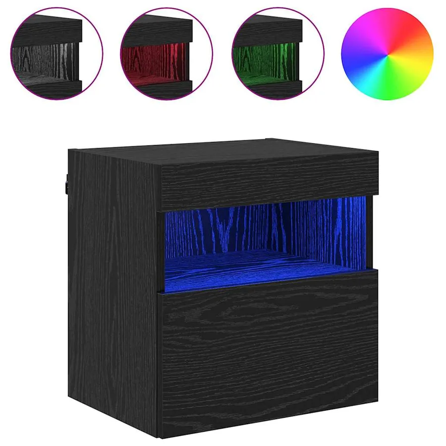 Meubles TV muraux avec LED 2 pcs Chêne noir 40 x 30 x 40 cm - 4