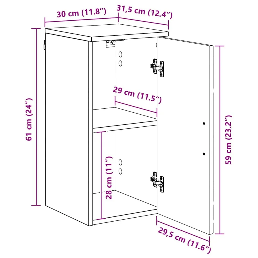 Cabinet de salle de bain Bois Ancien 30 x 31,5 x 61 cm - 14