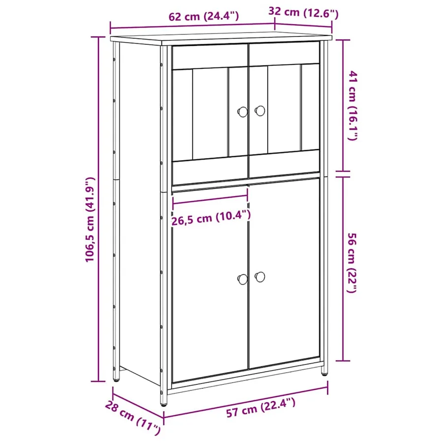 Haut Armoire Chêne noir 62 x 32 x 106,5 cm Bois d'ingénierie - 13