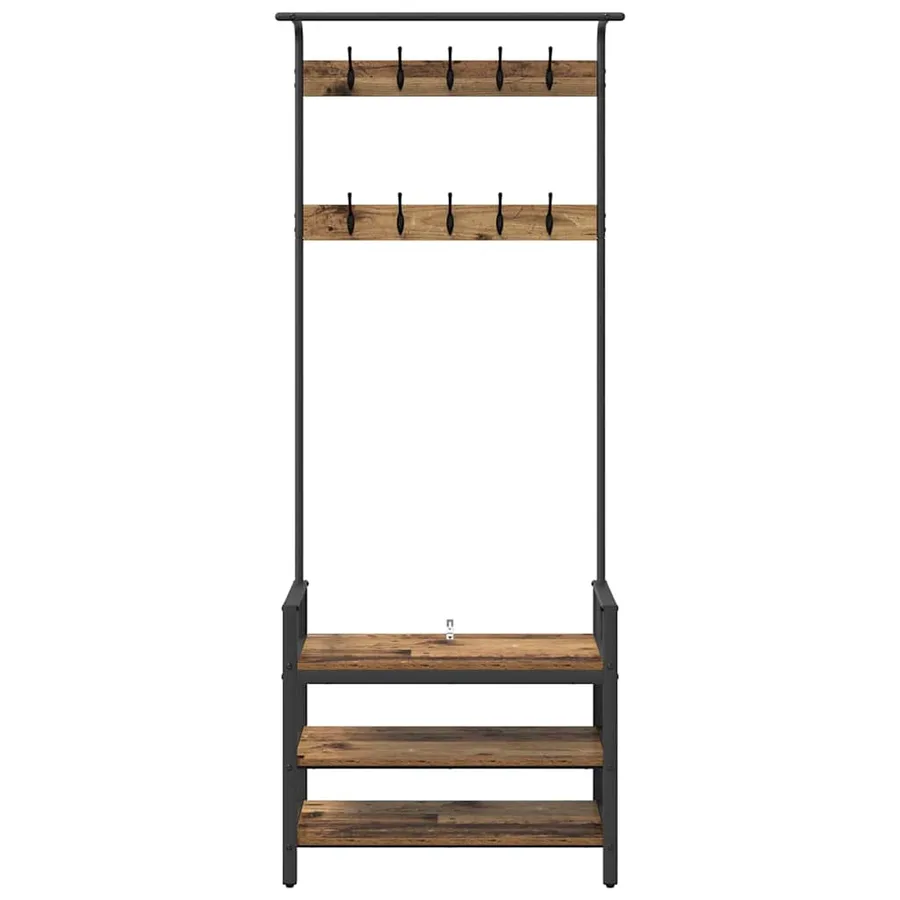 Porte-manteau Bois ancien 75 x 34 x 184 cm Bois d'ingénierie - 5