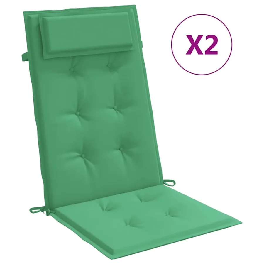 Coussins de chaise à dossier haut lot de 2 vert tissu oxford - 2