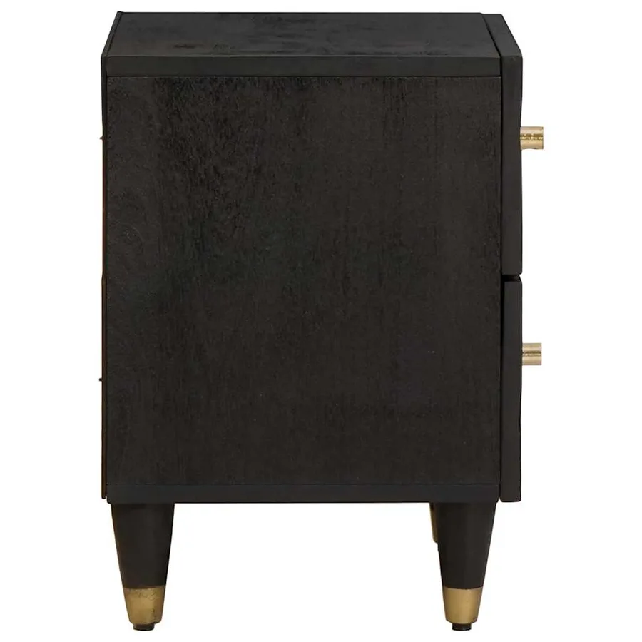 Cabinet de chevet Noir 40 x 33 x 46 cm Bois de mangue massif - 4