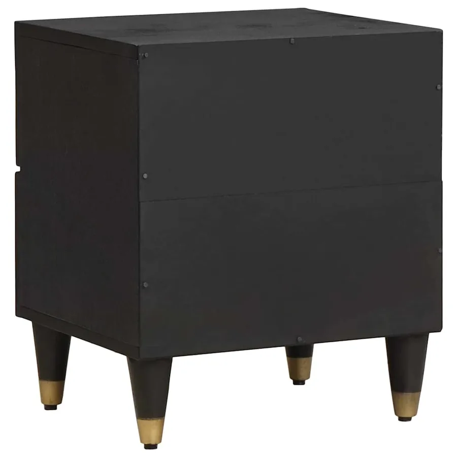 Cabinet de chevet Noir 40 x 33 x 46 cm Bois de mangue massif - 5