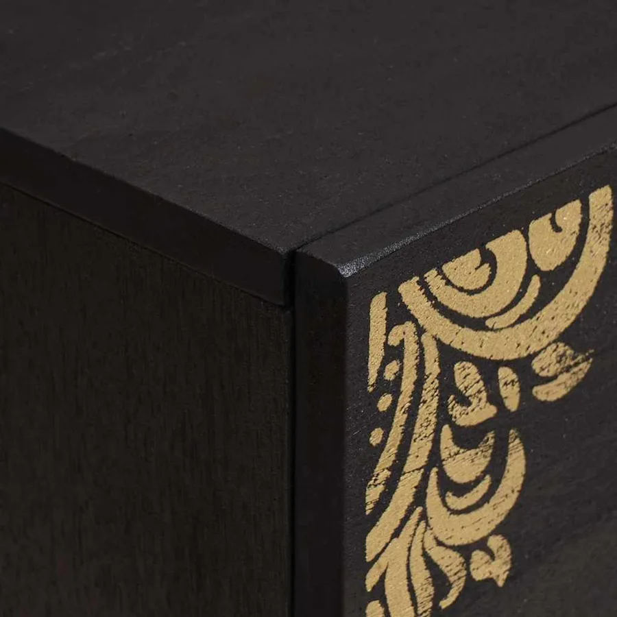 Cabinet de chevet Noir 40 x 33 x 46 cm Bois de mangue massif - 6