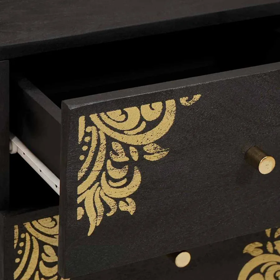 Cabinet de chevet Noir 40 x 33 x 46 cm Bois de mangue massif - 7