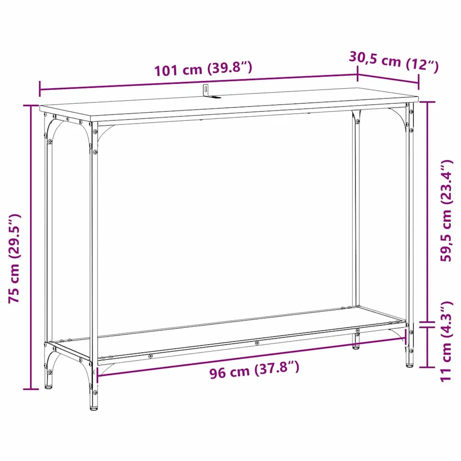 Table console Chêne noir 101 x 30.5 x 75 cm Bois d'ingénierie - 13