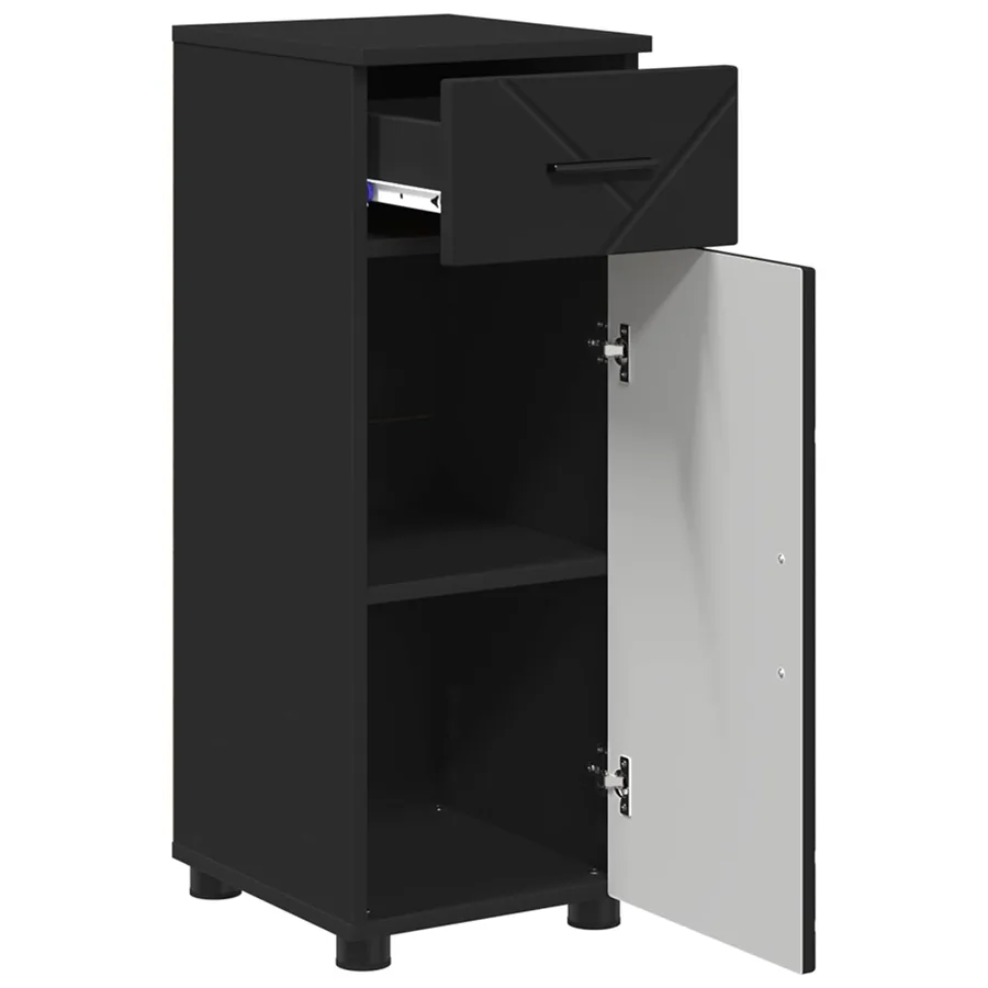 Cabinet de salle de bain avec tiroir Noir 30 x 35 x 80 cm - 5