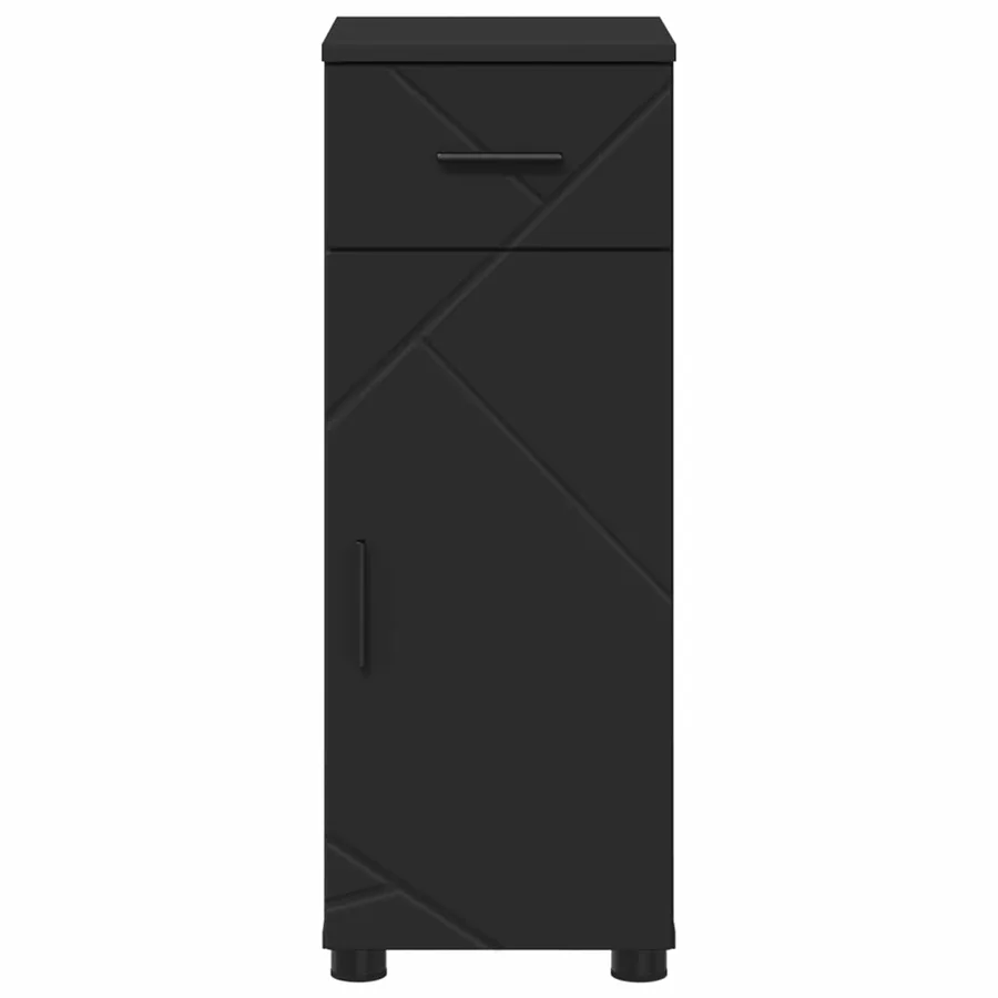 Cabinet de salle de bain avec tiroir Noir 30 x 35 x 80 cm - 6