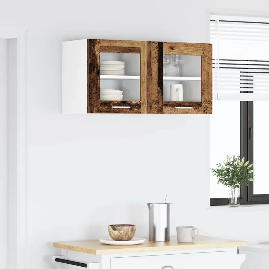 Armoire suspendue avec porte 2 pcs Bois ancien 40 x 31 x 40 cm - 4