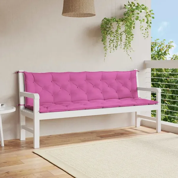 Coussins de banc de jardin lot de 2 rose 200x50x7 cm tissu