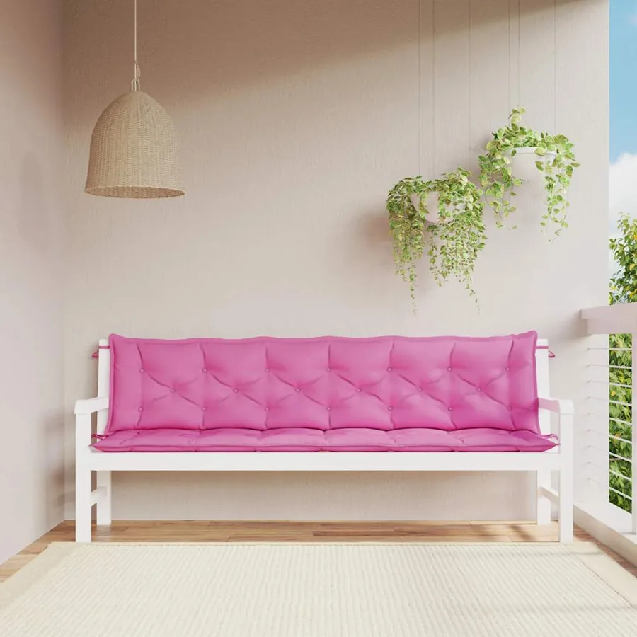 Coussins de banc de jardin lot de 2 rose 200x50x7 cm tissu - 3