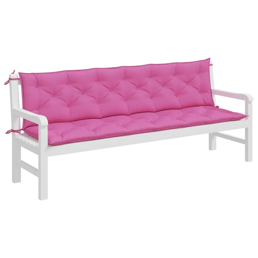 Coussins de banc de jardin lot de 2 rose 200x50x7 cm tissu - 4