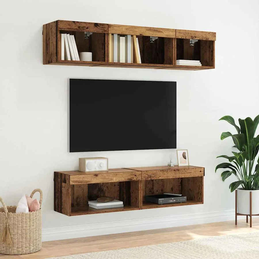Ensemble meuble TV avec LED Bois Ancien 60 x 30 x 30 cm - 6