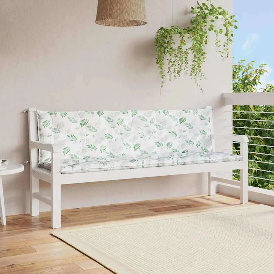 Coussins de banc de jardin lot de 2 motif de feuilles tissu
