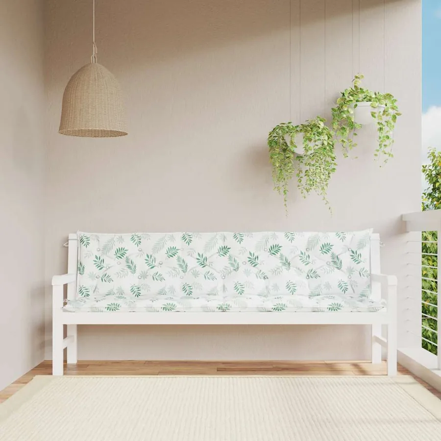 Coussins de banc de jardin lot de 2 motif de feuilles tissu - 3