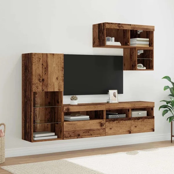 Meubles TV muraux 6 pcs Bois ancien Bois d'ingénierie