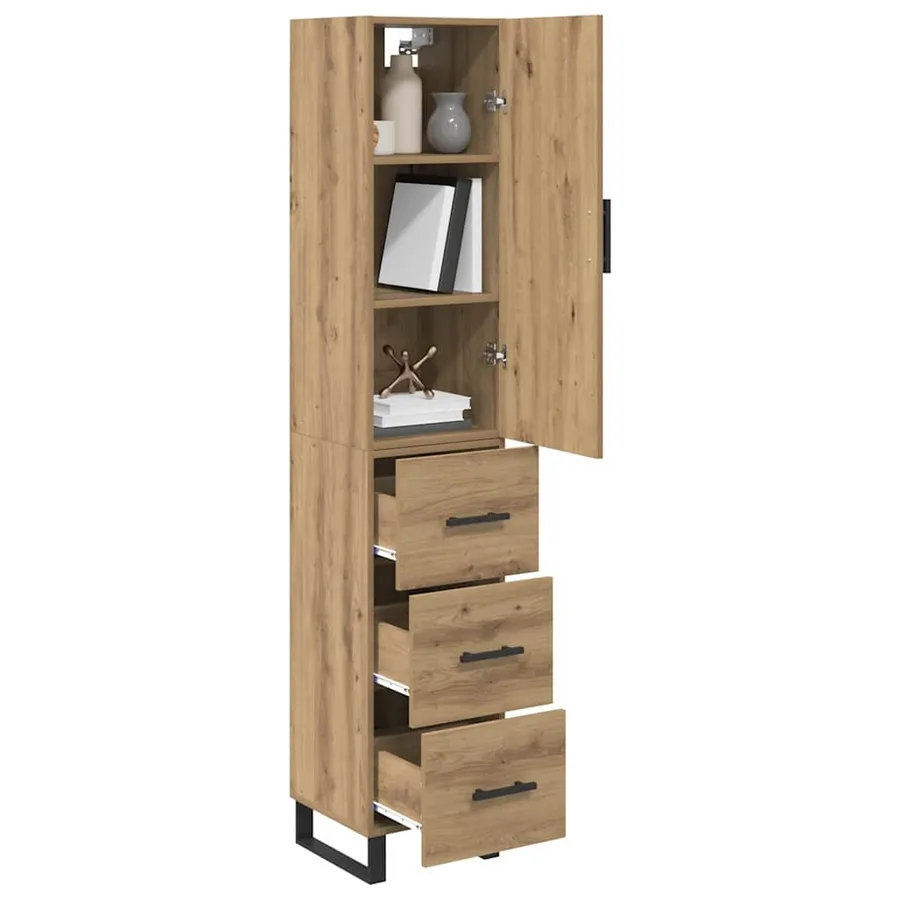 Haut Armoire avec tiroir Chêne artisanal 34,5 x 34 x 180 cm - 3