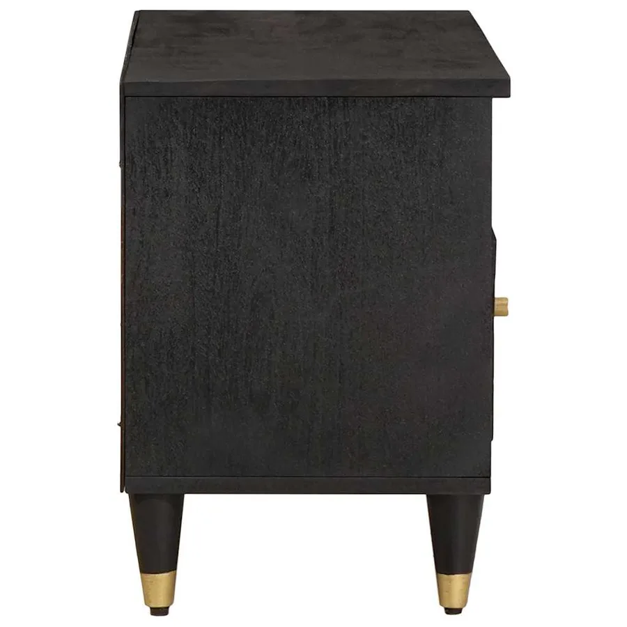Meuble TV Noir 80 x 33 x 46 cm Bois de mangue massif - 4