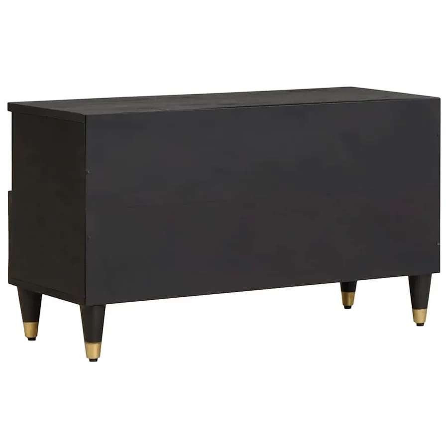 Meuble TV Noir 80 x 33 x 46 cm Bois de mangue massif - 5