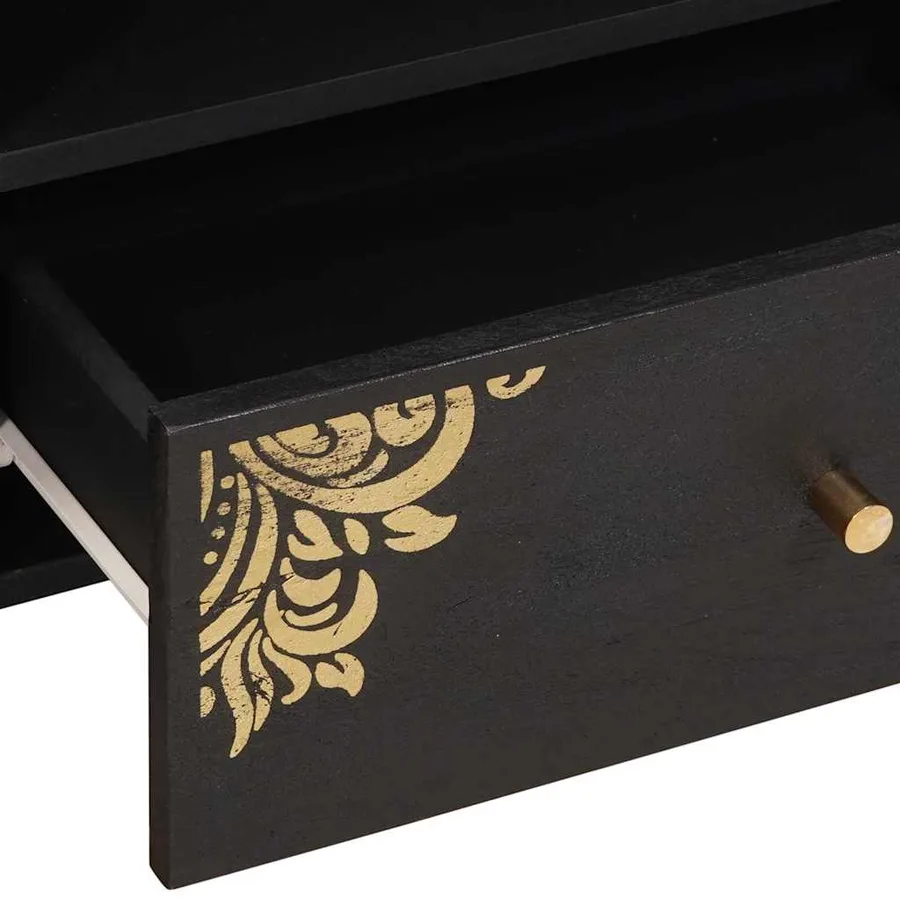 Meuble TV Noir 80 x 33 x 46 cm Bois de mangue massif - 7