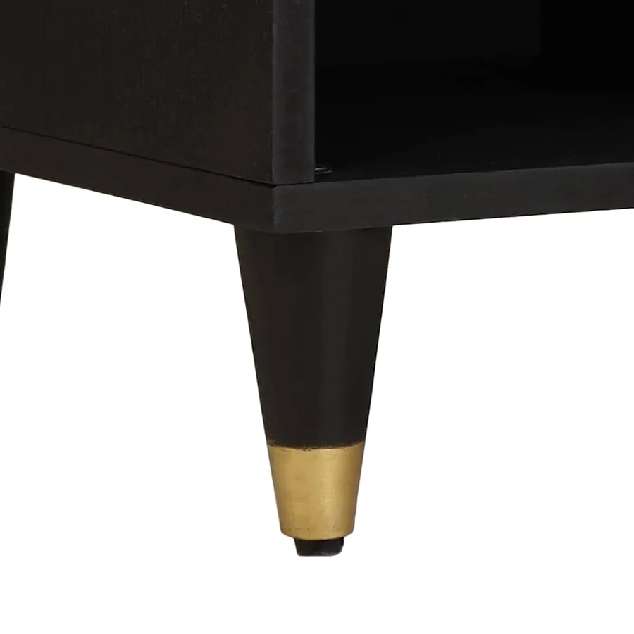 Meuble TV Noir 80 x 33 x 46 cm Bois de mangue massif - 8