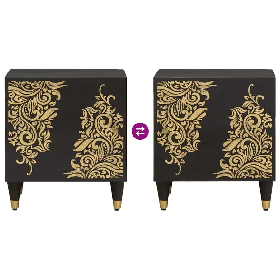 Cabinet de chevet avec porte Noir 40 x 33 x 46 cm - 10