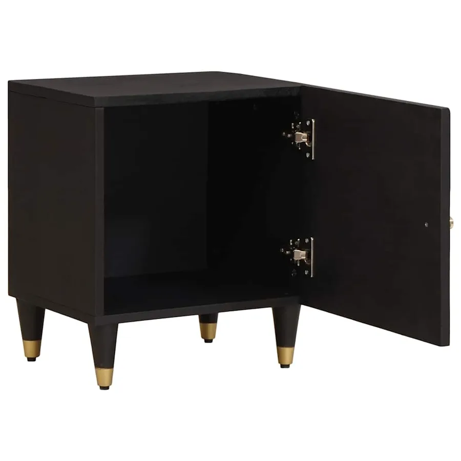 Cabinet de chevet avec porte Noir 40 x 33 x 46 cm - 2