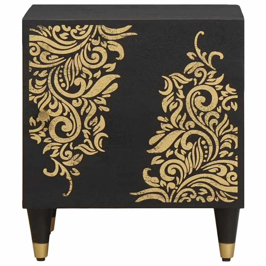 Cabinet de chevet avec porte Noir 40 x 33 x 46 cm - 3
