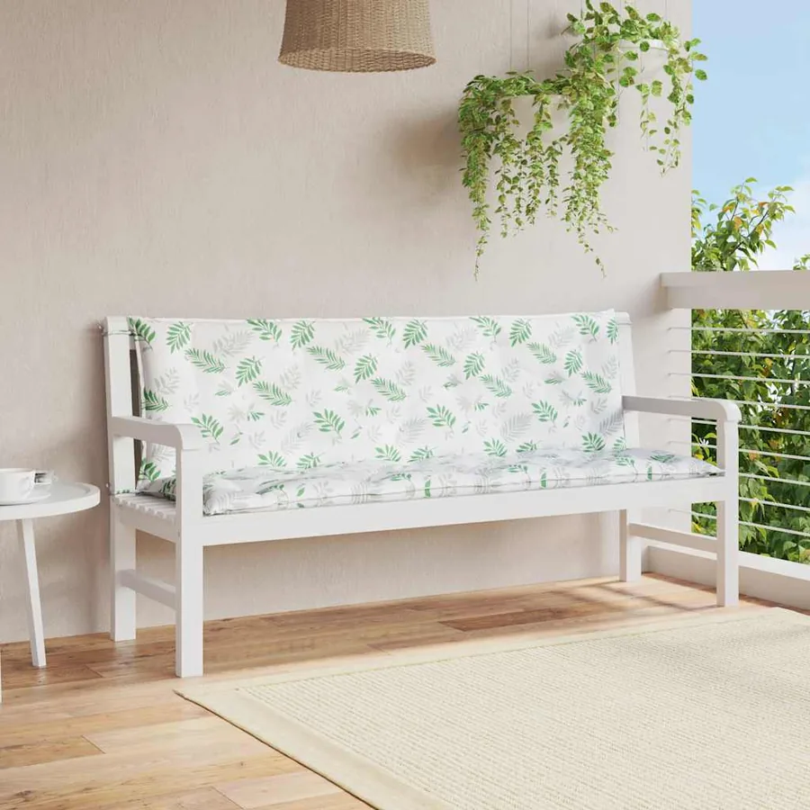 Coussins de banc de jardin lot de 2 motif de feuilles tissu