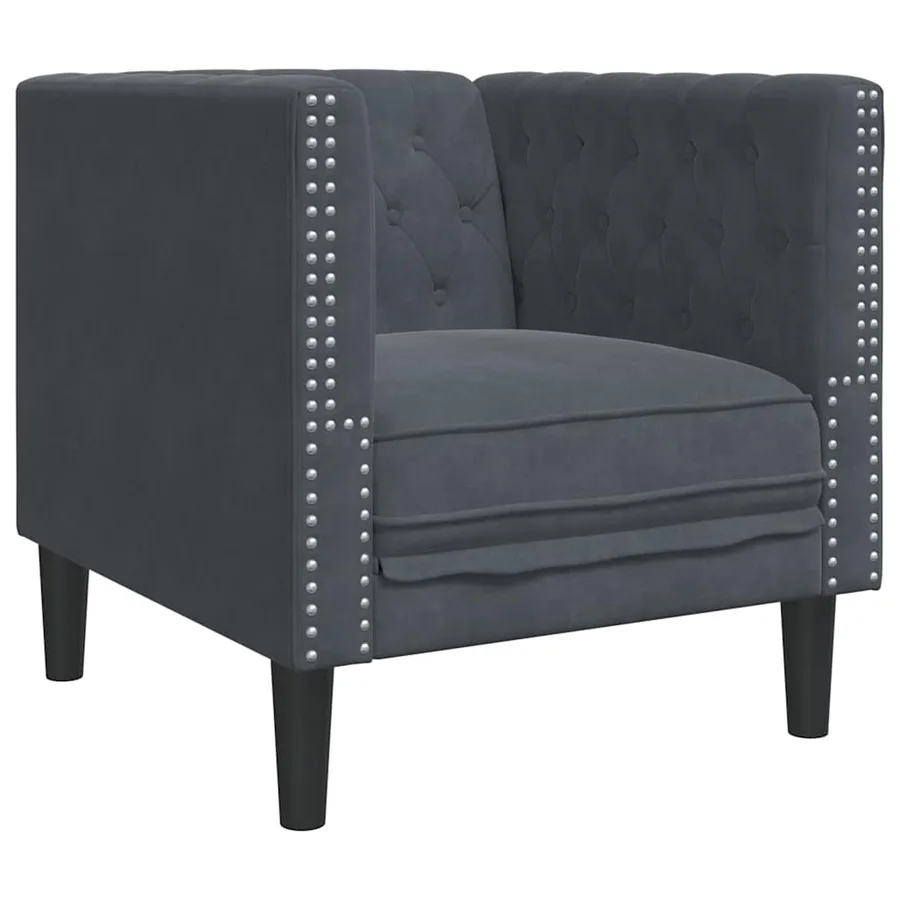 Canapé Gris foncé 74,5 x 71 x 70,5 cm Velours - 2