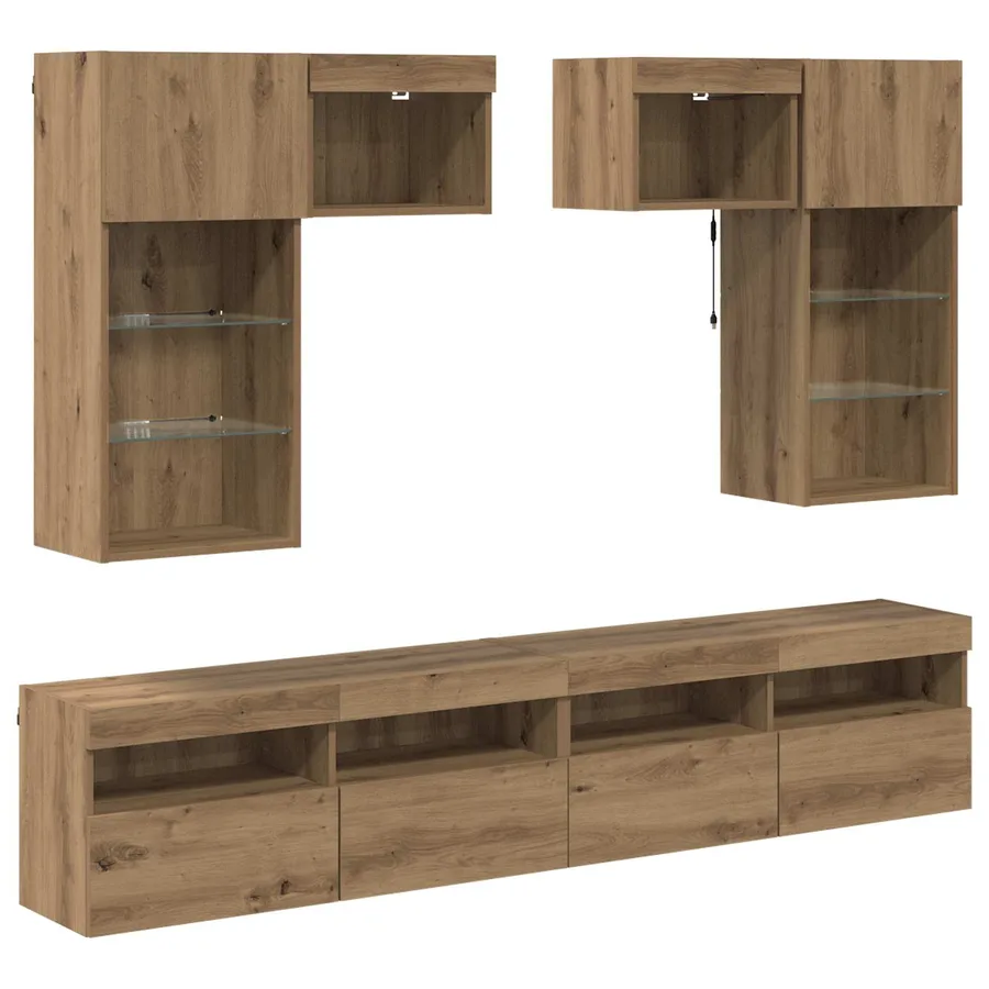 Meubles TV muraux 6 pcs Bois Ancien Bois d'ingénierie - 2