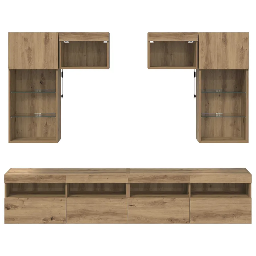 Meubles TV muraux 6 pcs Bois Ancien Bois d'ingénierie - 8