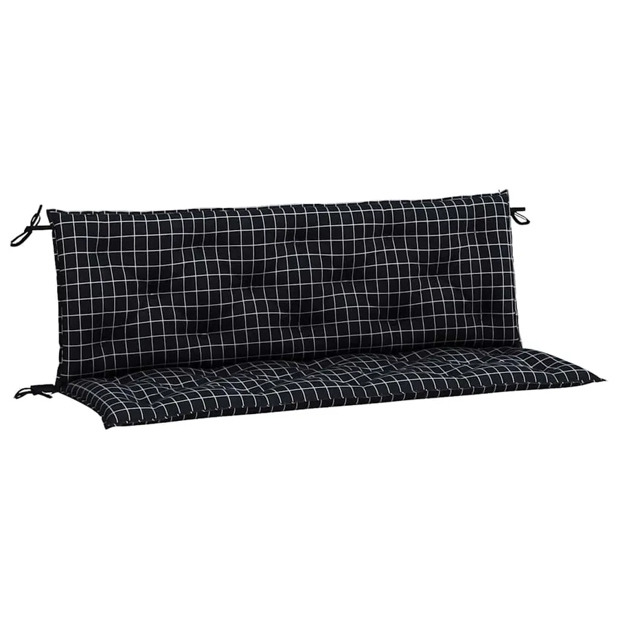 Coussins de banc de jardin lot de 2 carreaux noir 150x50x7 cm - 2