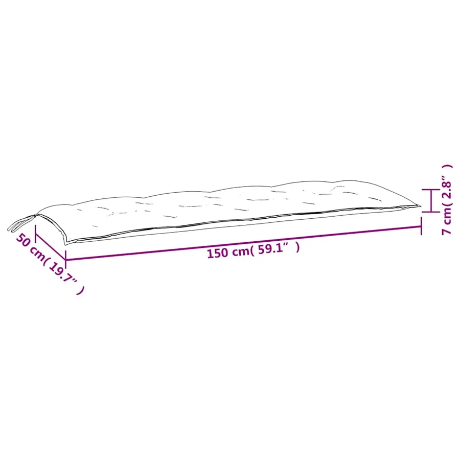 Coussins de banc de jardin lot de 2 carreaux noir 150x50x7 cm - 9