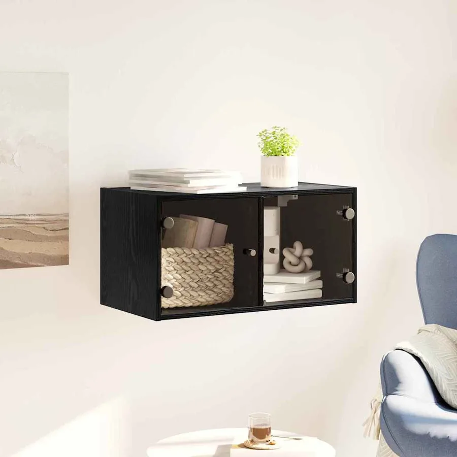Meuble mural Chêne noir 68 x 37 x 35 cm Bois d'ingénierie - 4