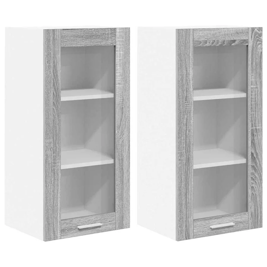 Armoire suspendue avec porte 2 pcs Gris Sonoma 40 x 31 x 80 cm - 2