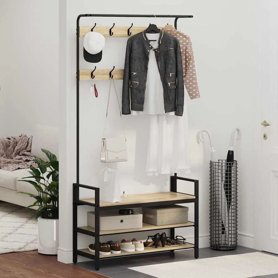 Porte-manteau Chêne Sonoma 95 x 34 x 184 cm Bois d'ingénierie - 4