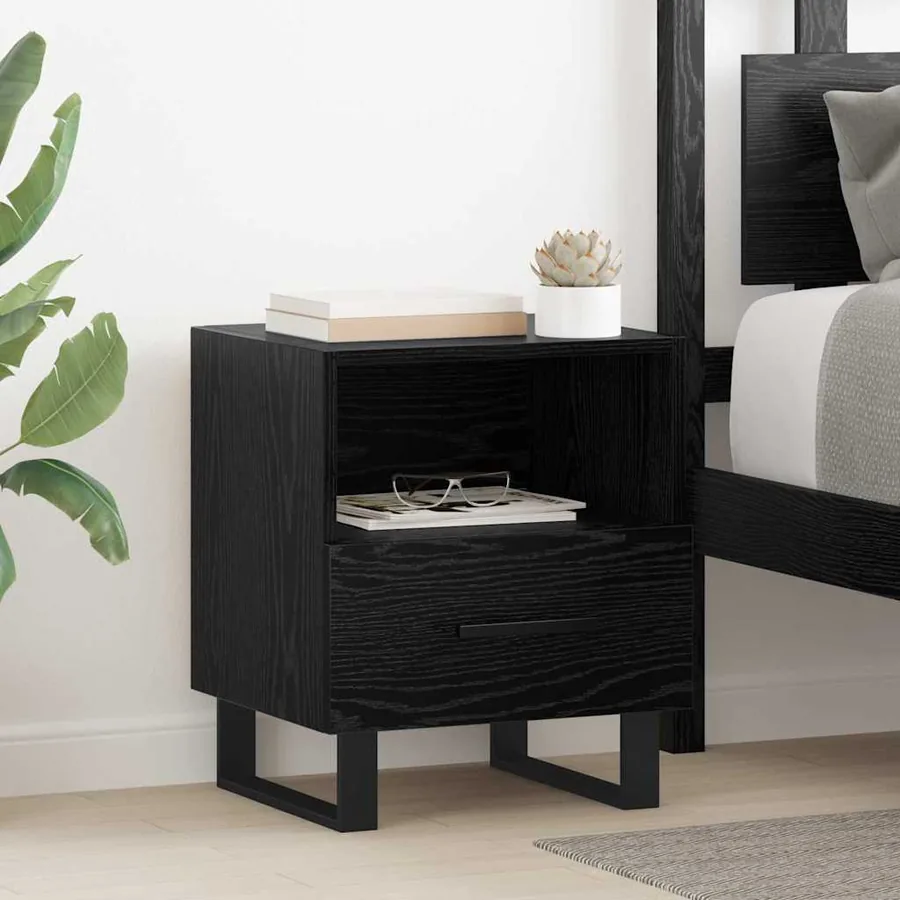 Cabinet de chevet avec tiroir Chêne noir 40 x 35 x 47,5 cm