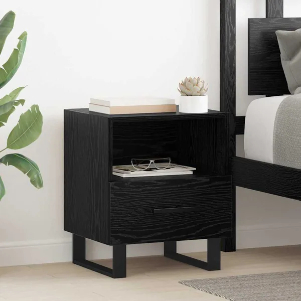 Cabinet de chevet avec tiroir Chêne noir 40 x 35 x 47,5 cm