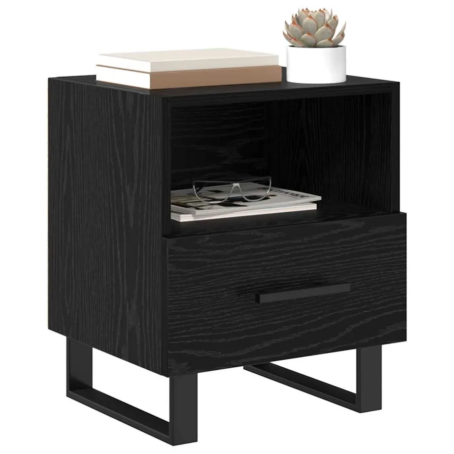Cabinet de chevet avec tiroir Chêne noir 40 x 35 x 47,5 cm - 3