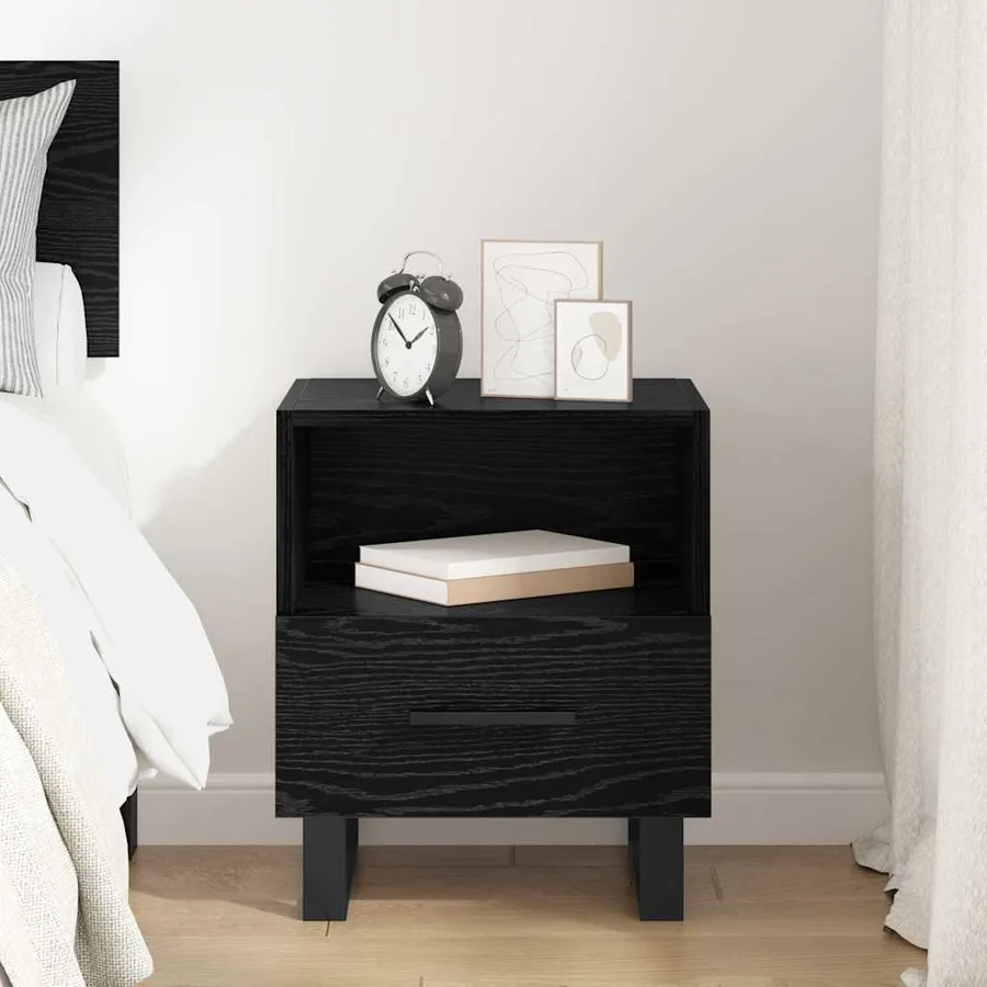 Cabinet de chevet avec tiroir Chêne noir 40 x 35 x 47,5 cm - 4