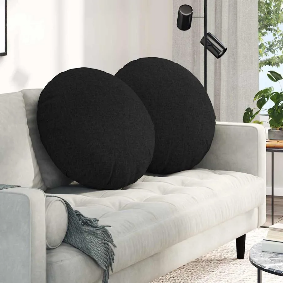 Coussins de siège 2 pcs Noir Ø80 x 29 cm tissu