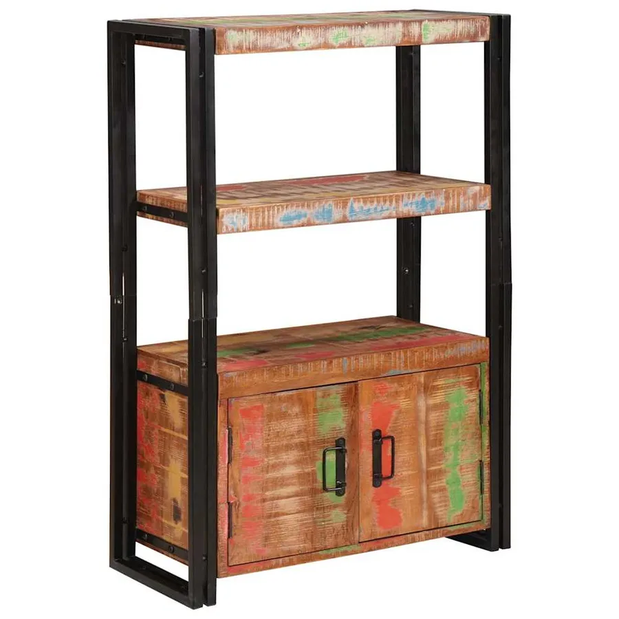Bibliothèque avec portes Marron Bois Recyclé Massif et Métal - 3