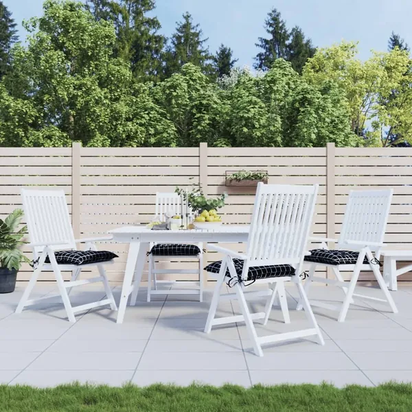Coussins de chaise lot de 4 carreaux noir 50x50x7 cm