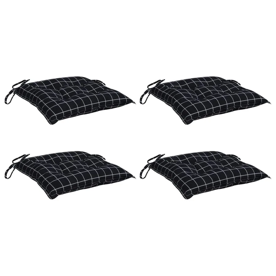 Coussins de chaise lot de 4 carreaux noir 50x50x7 cm - 3